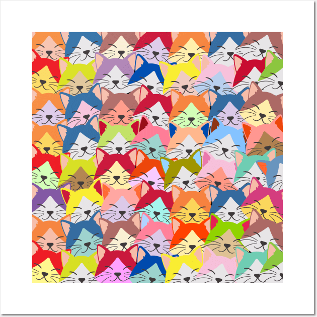 A lot of Colorful Cats | Kitten Pet Repeated Pattern Gift for Cat Owner Wall Art by CONCEPTDVS